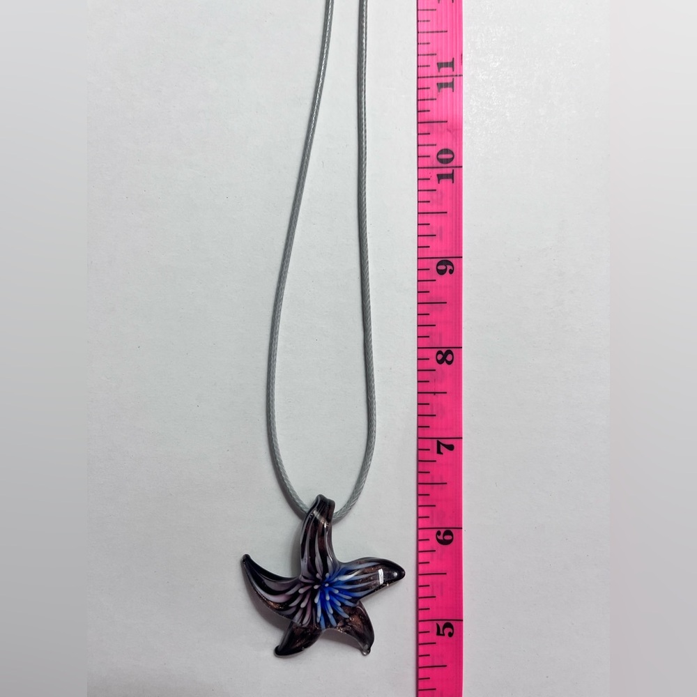 Glass Starfish Pendant with necklace- Murano inspired